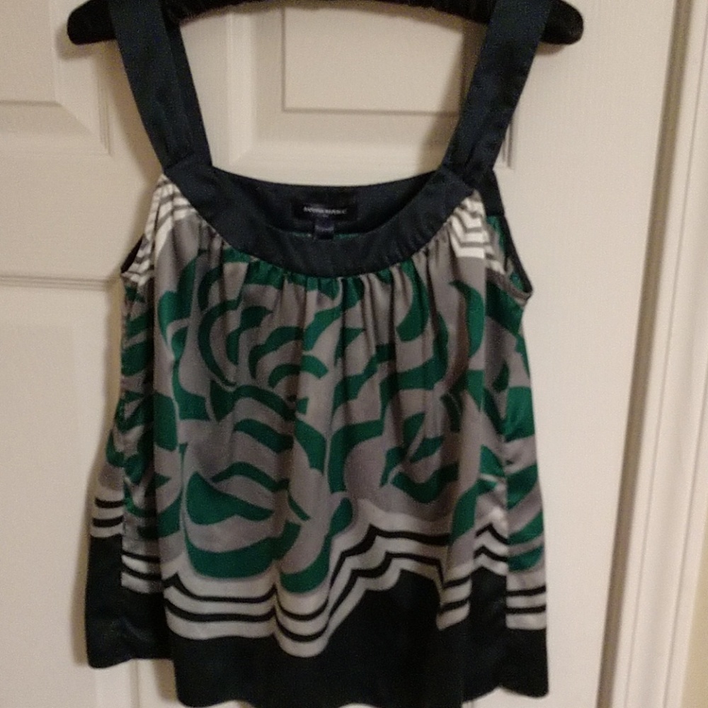 Banana republic silky green, black and grey top